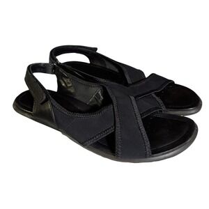 ECCO Crossover Stretch Sandals Womens Size US 9 EU 40 Black Slingback Preppy